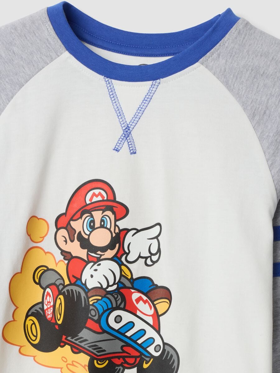 Pigiama grigio melange in puro cotone organico con stampa Mario Kart_2