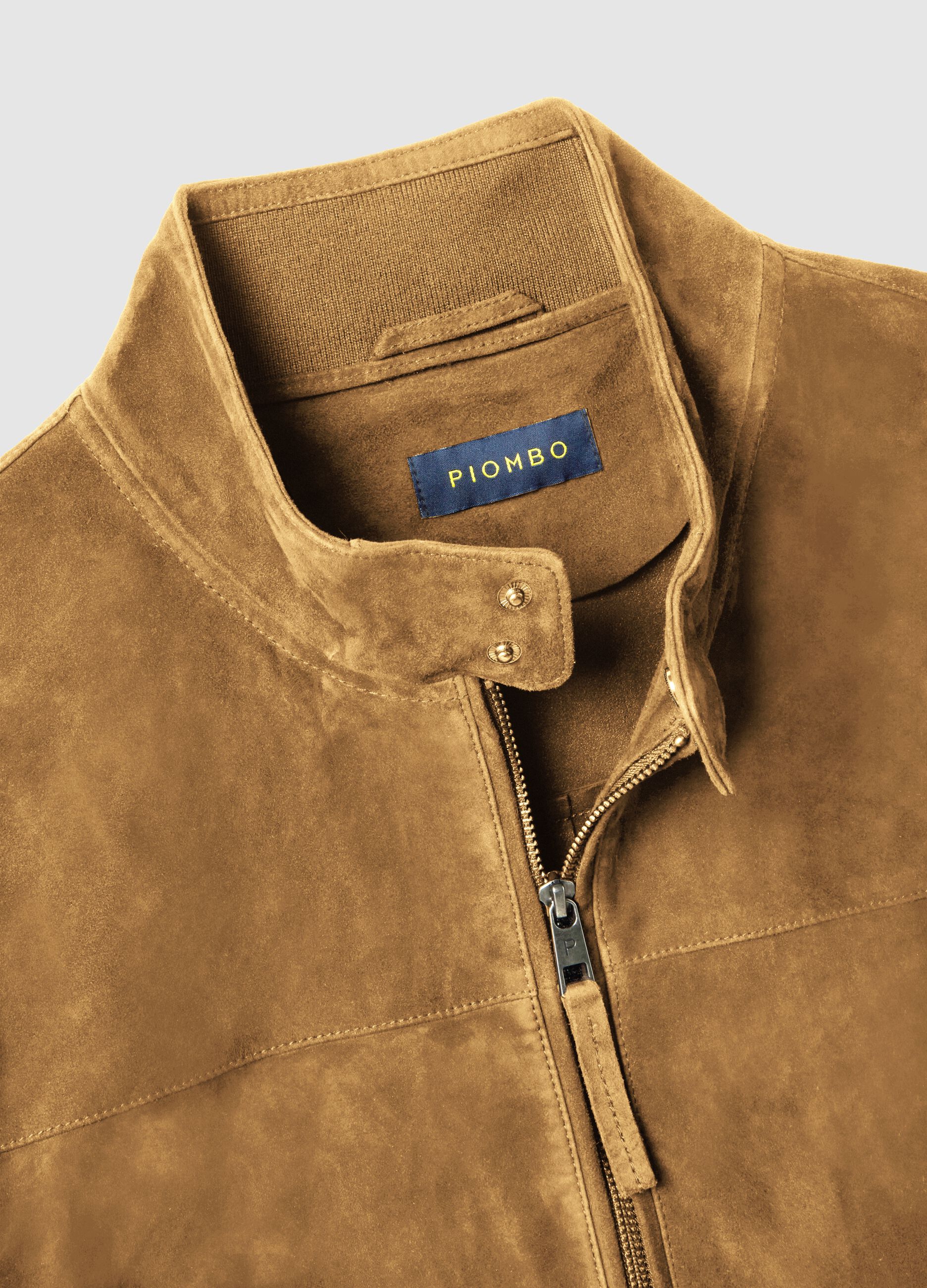 Giacca in vera pelle beige regular fit con zip