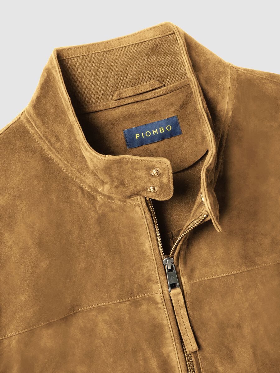 Giacca in vera pelle beige regular fit con zip_5