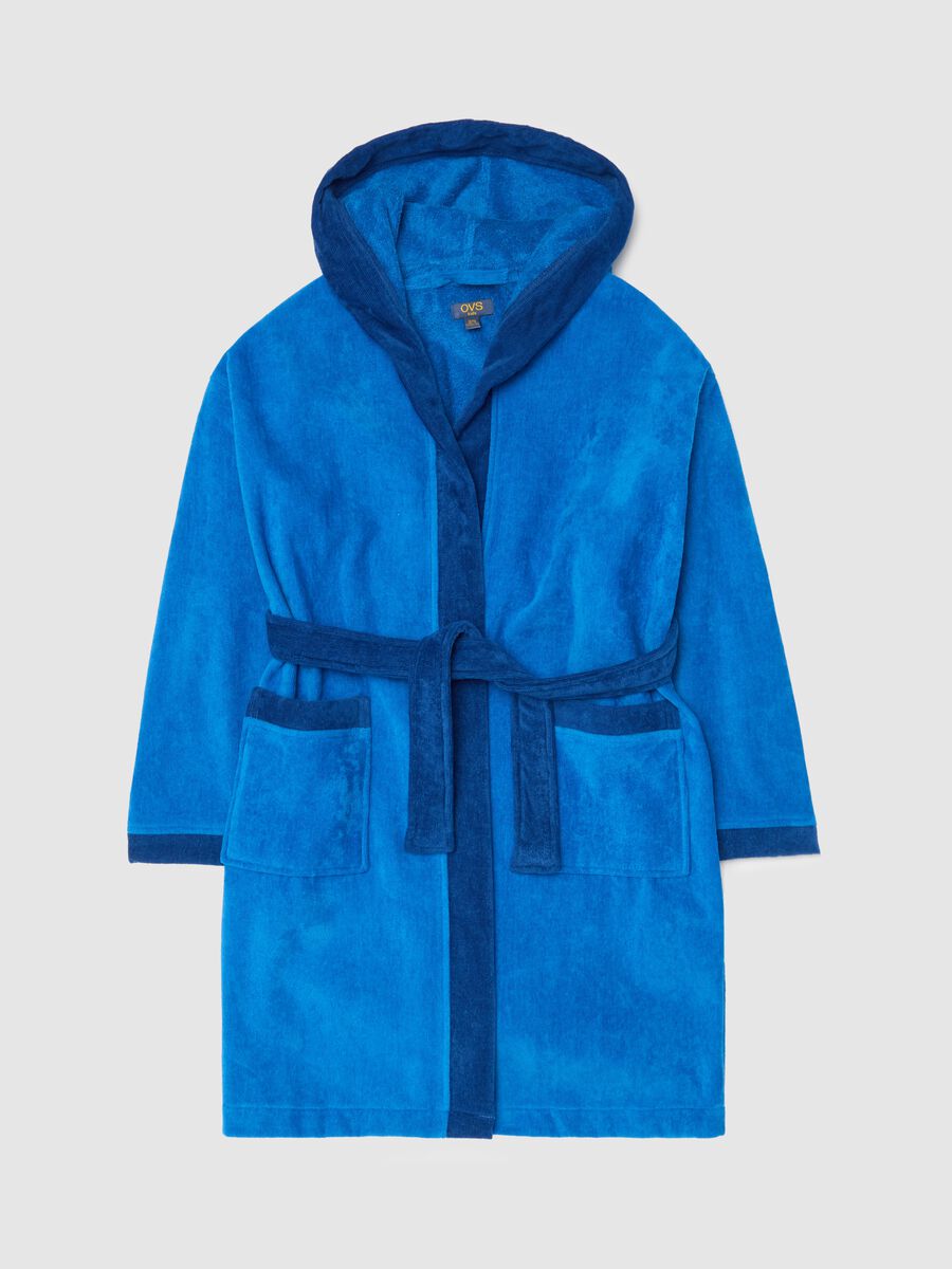 Cotton bathrobe with contrasting trims_0