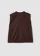 Brown sleeveless top in stretch fabric_4