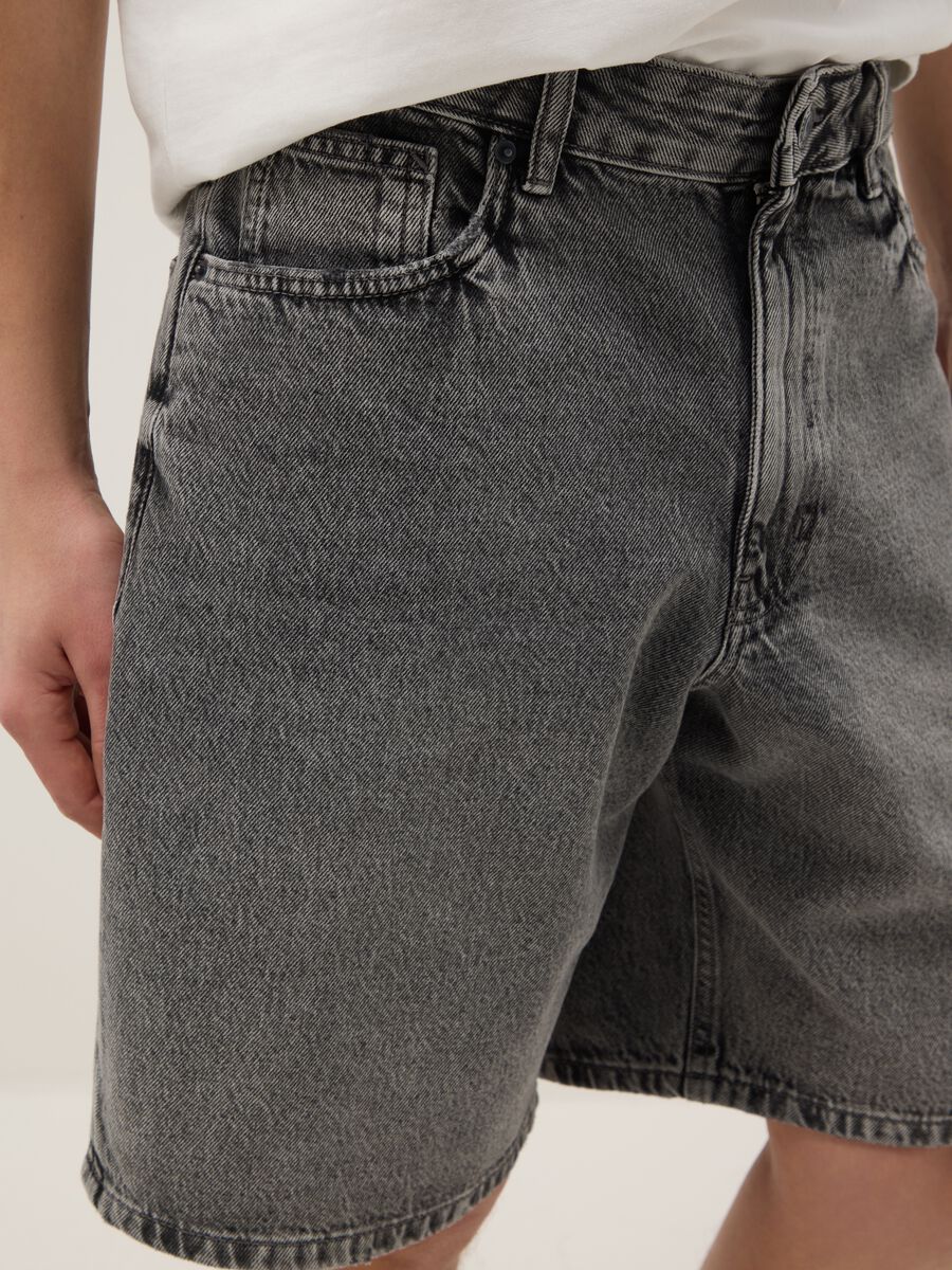 Blue skater fit pure cotton denim shorts_3