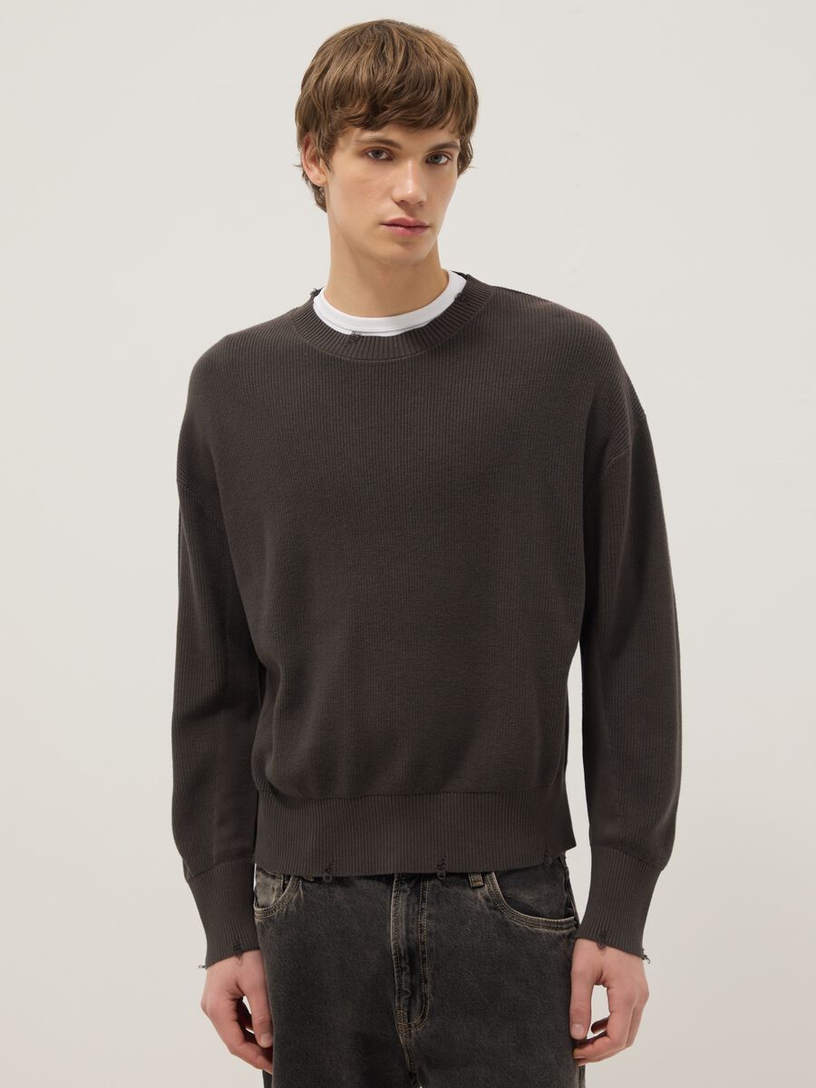 Brown pure cotton oversized sweater_1