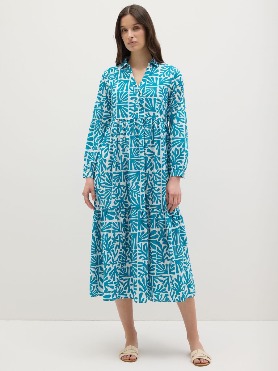 Women's Long Dress in Pure Multicolour Cotton_1