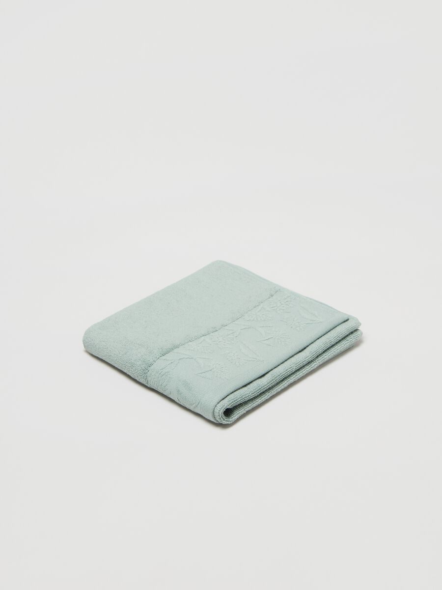 Asciugamano viso 50x90 bordo fiori verde chiaro_0