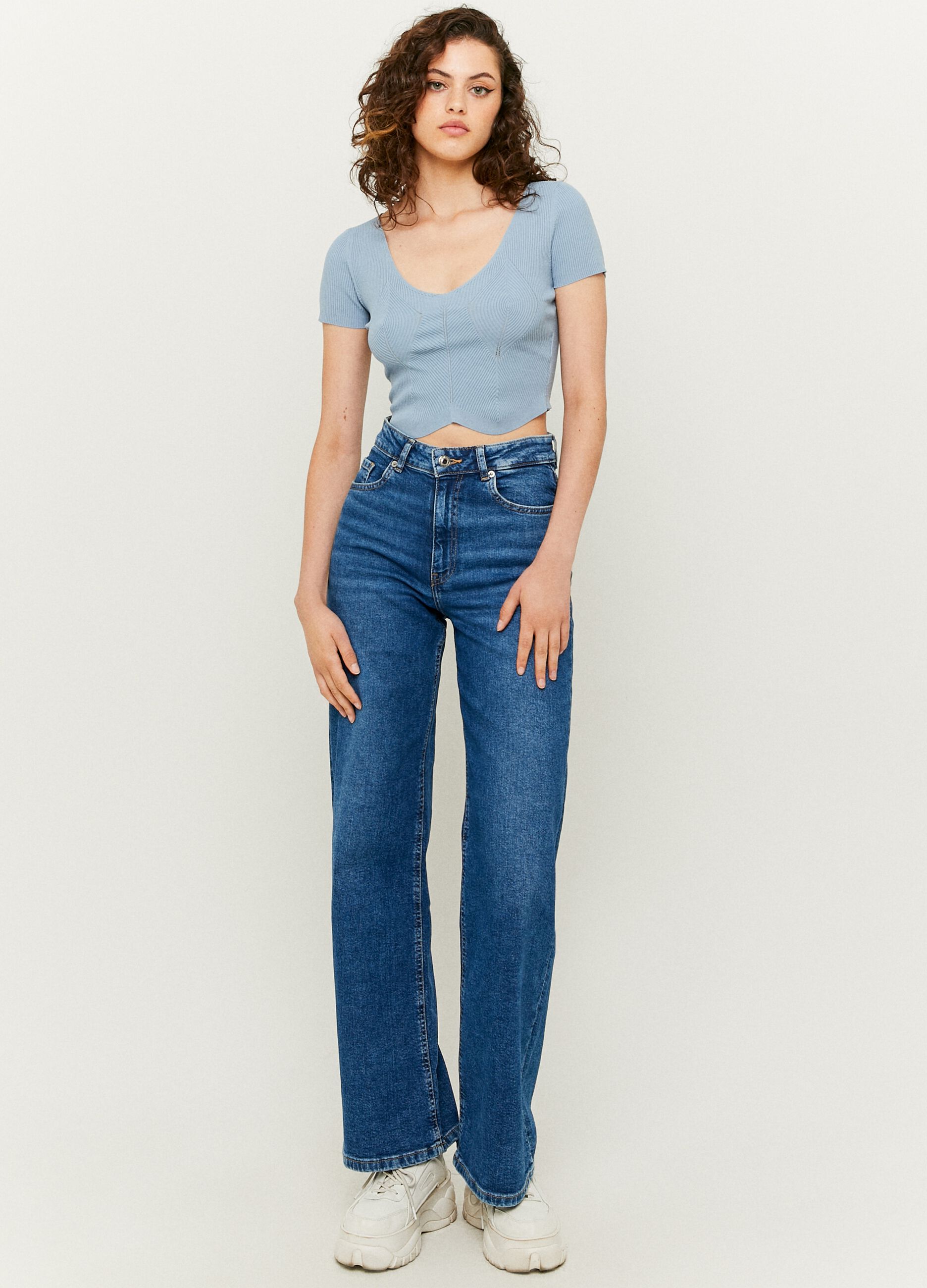 TALLY WEIJL Crop top a costine