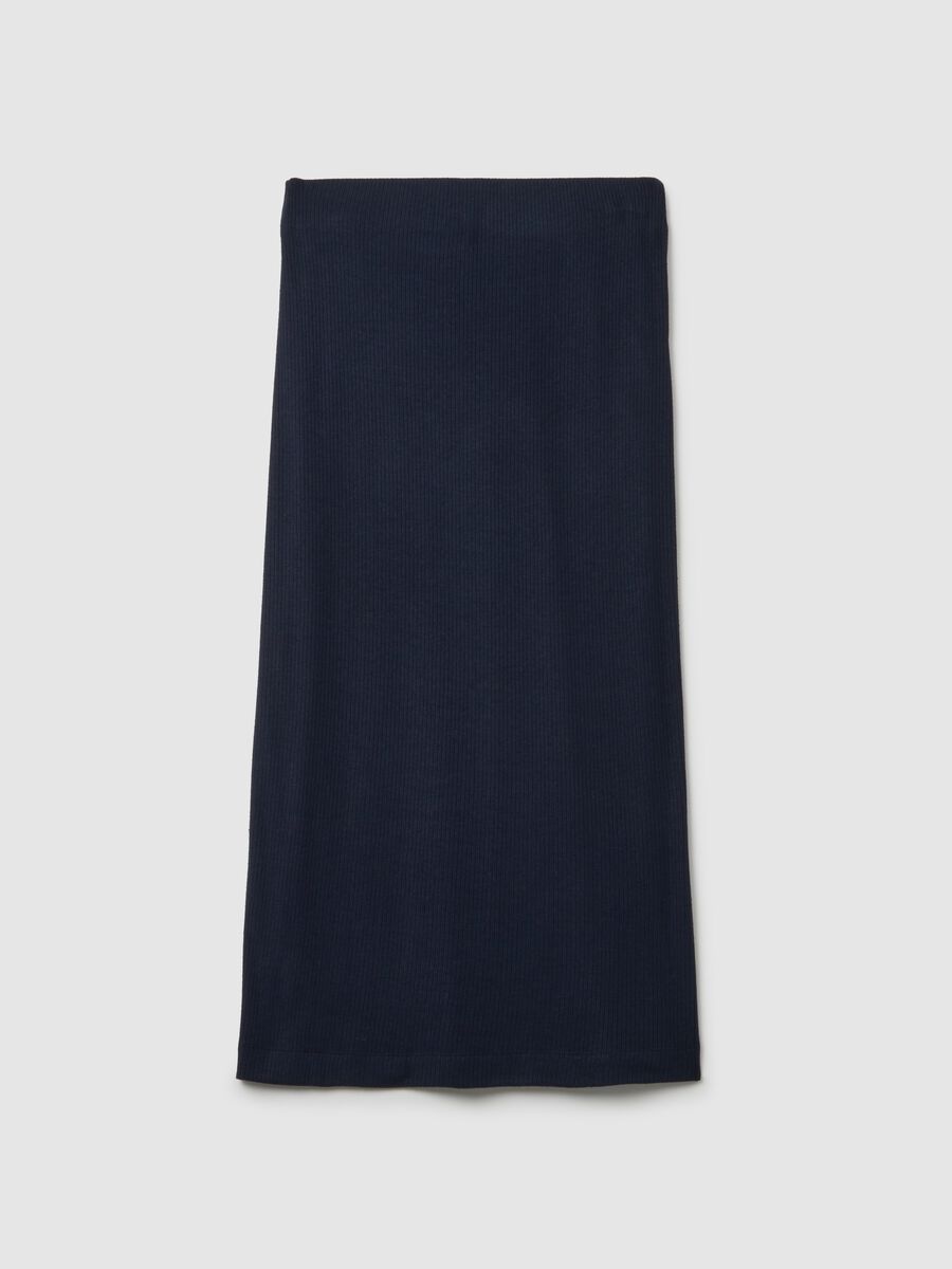 Elasticated Long Maternity Skirt Blue_4