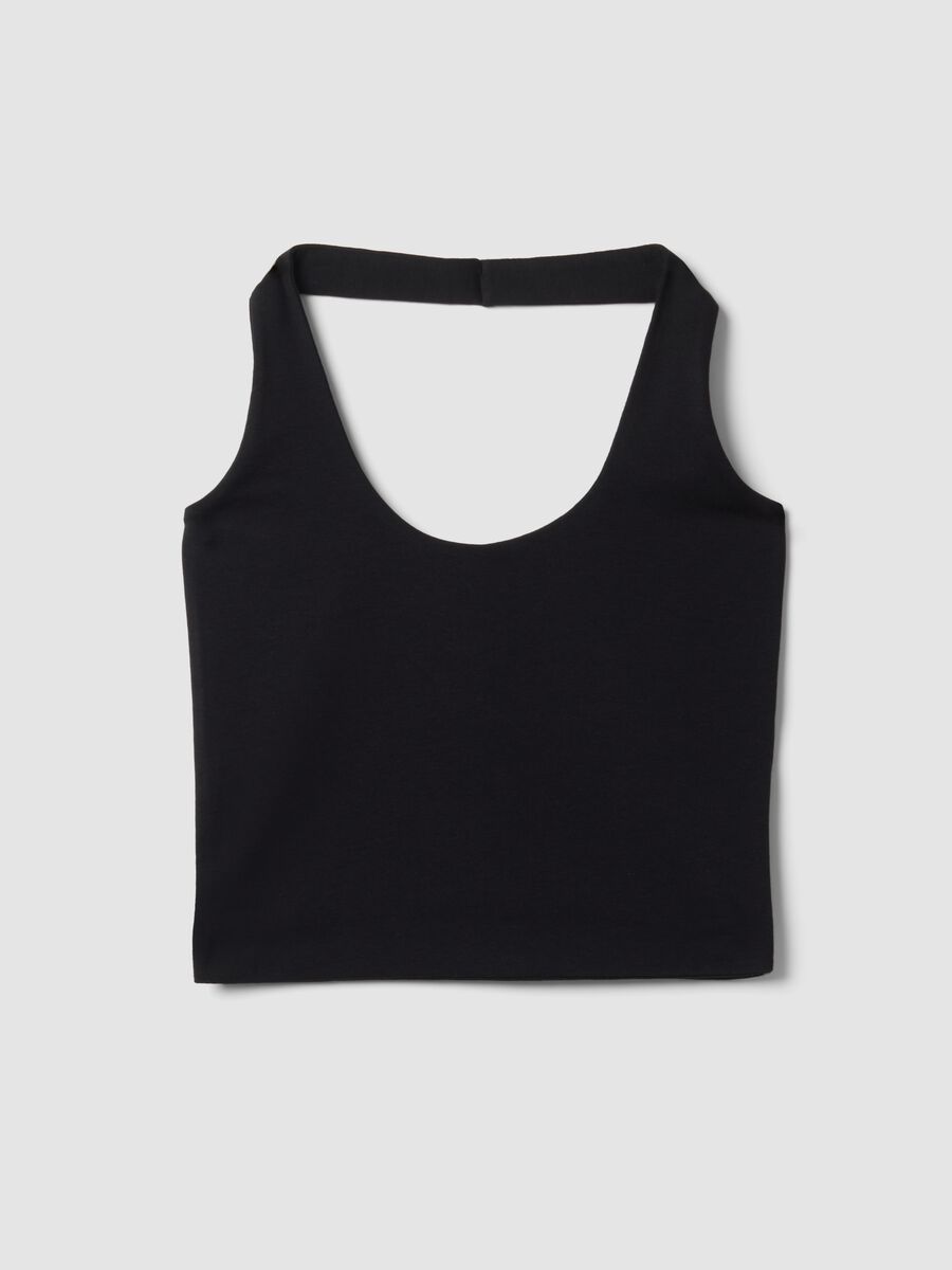 Black stretch cotton top_0