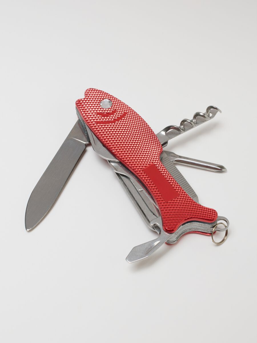 Compact red multifunction keychain in steel_2