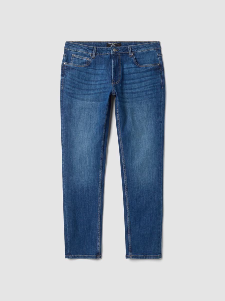 Blue stretch-cotton slim-fit jeans_0