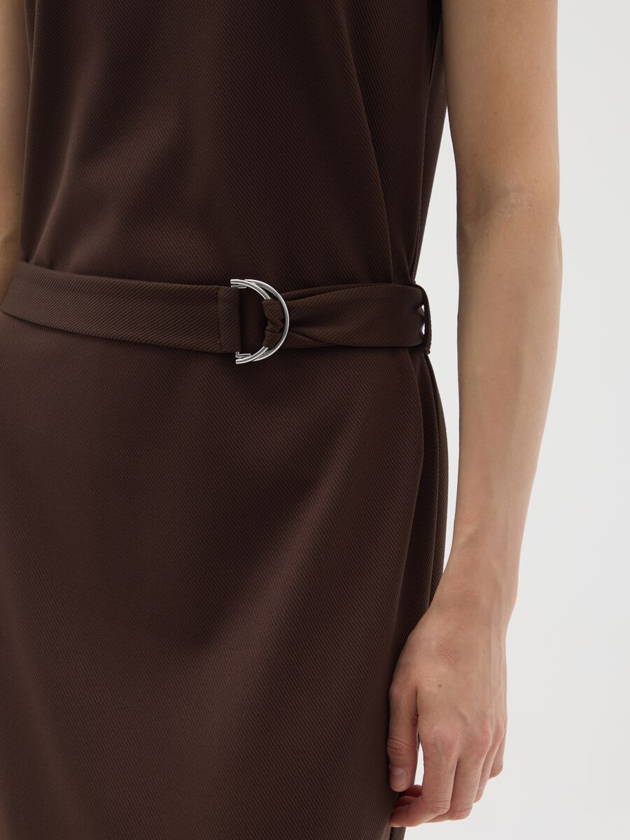 Brown slim fit stretchy fabric dress_3