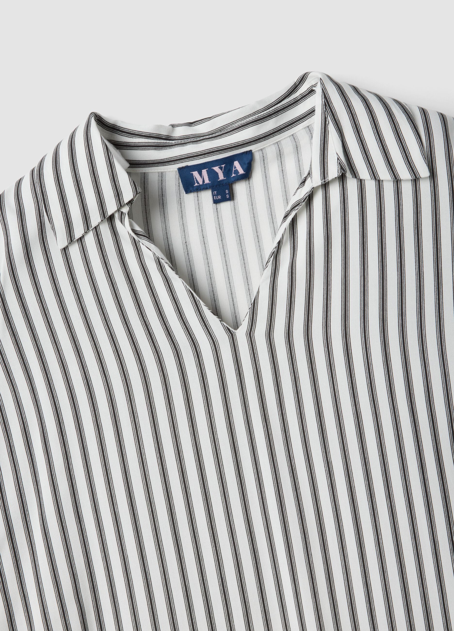 White pure viscose striped shirt