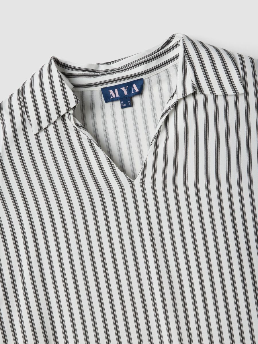 White pure viscose striped shirt_5
