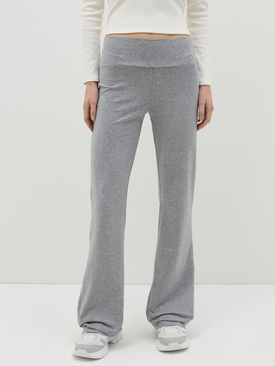 Flare-fit leggings in stretch cotton_1