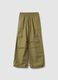 Girls' pure cotton green cargo trousers with parachute fit_0