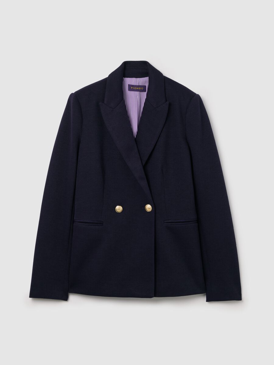 Double-breasted blazer in jersey with gold-coloured buttons_4