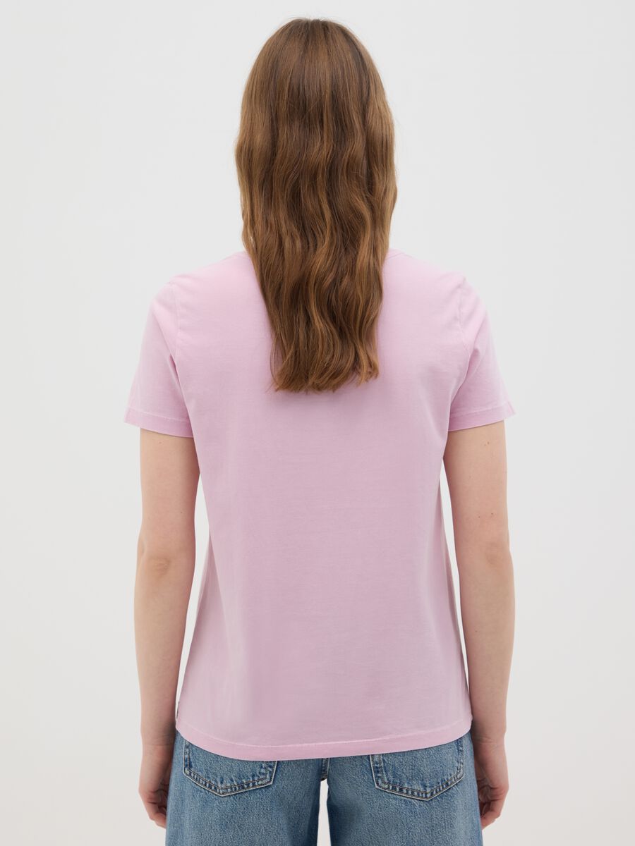 Women’s pink regular-fit T-shirt in 100% cotton with round neck_2