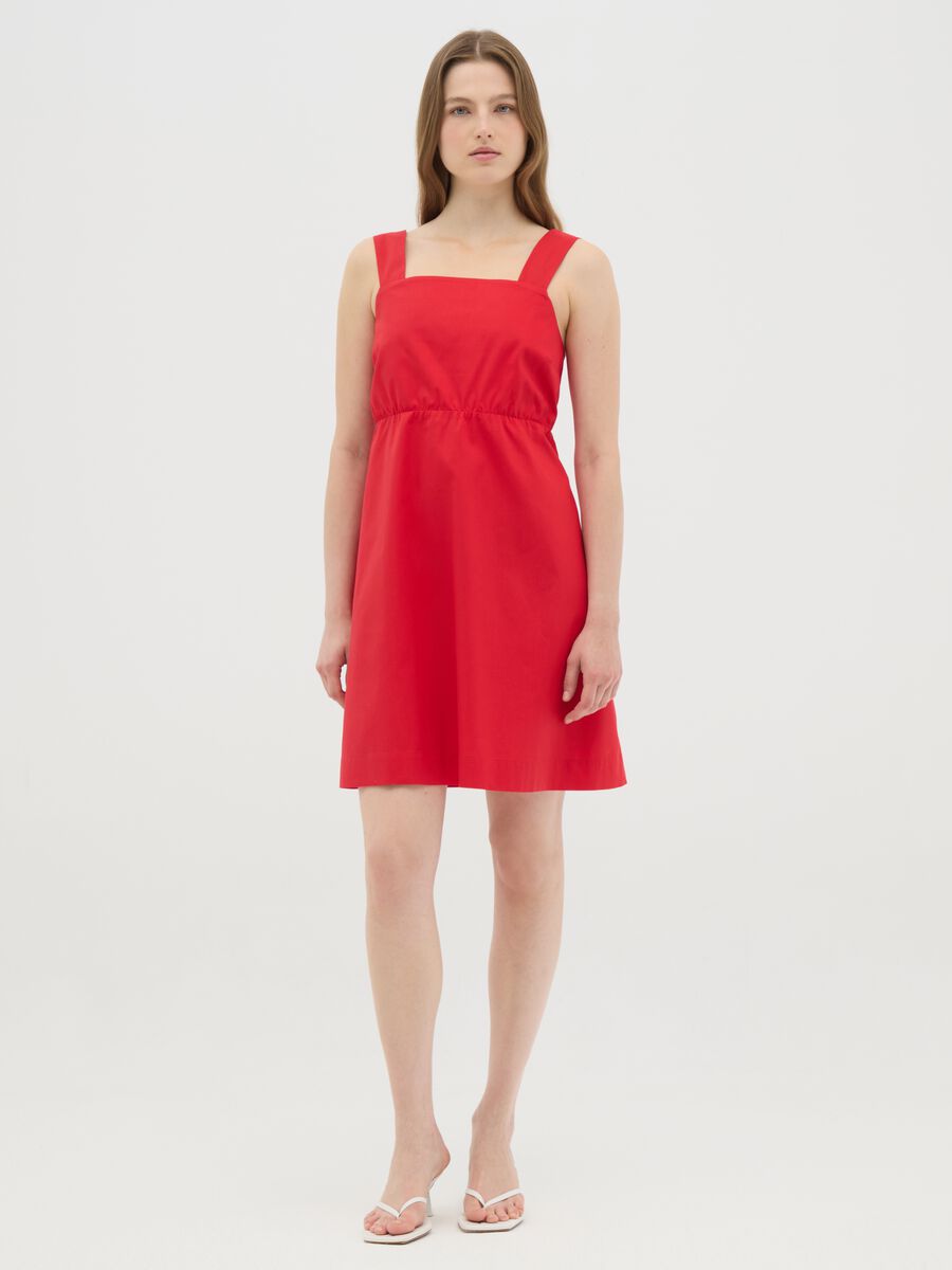 Women's red regular fit pure cotton dress_0
