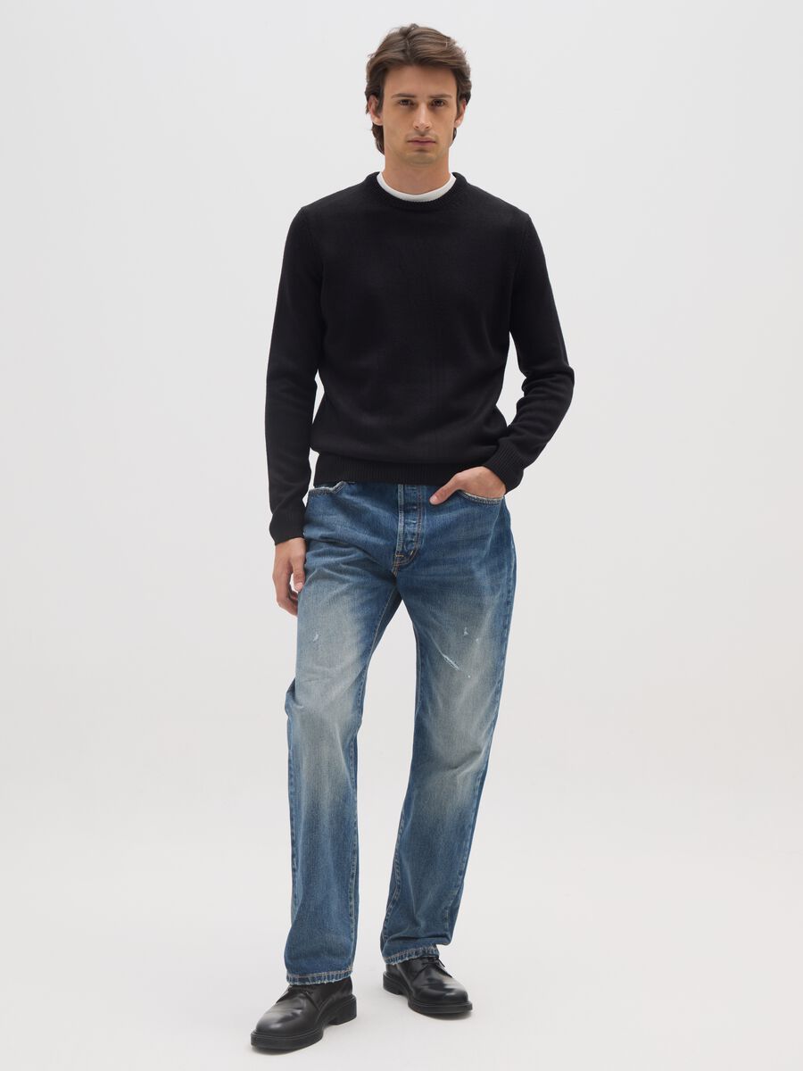 Black Crew Neck Sweater Regular Fit_1
