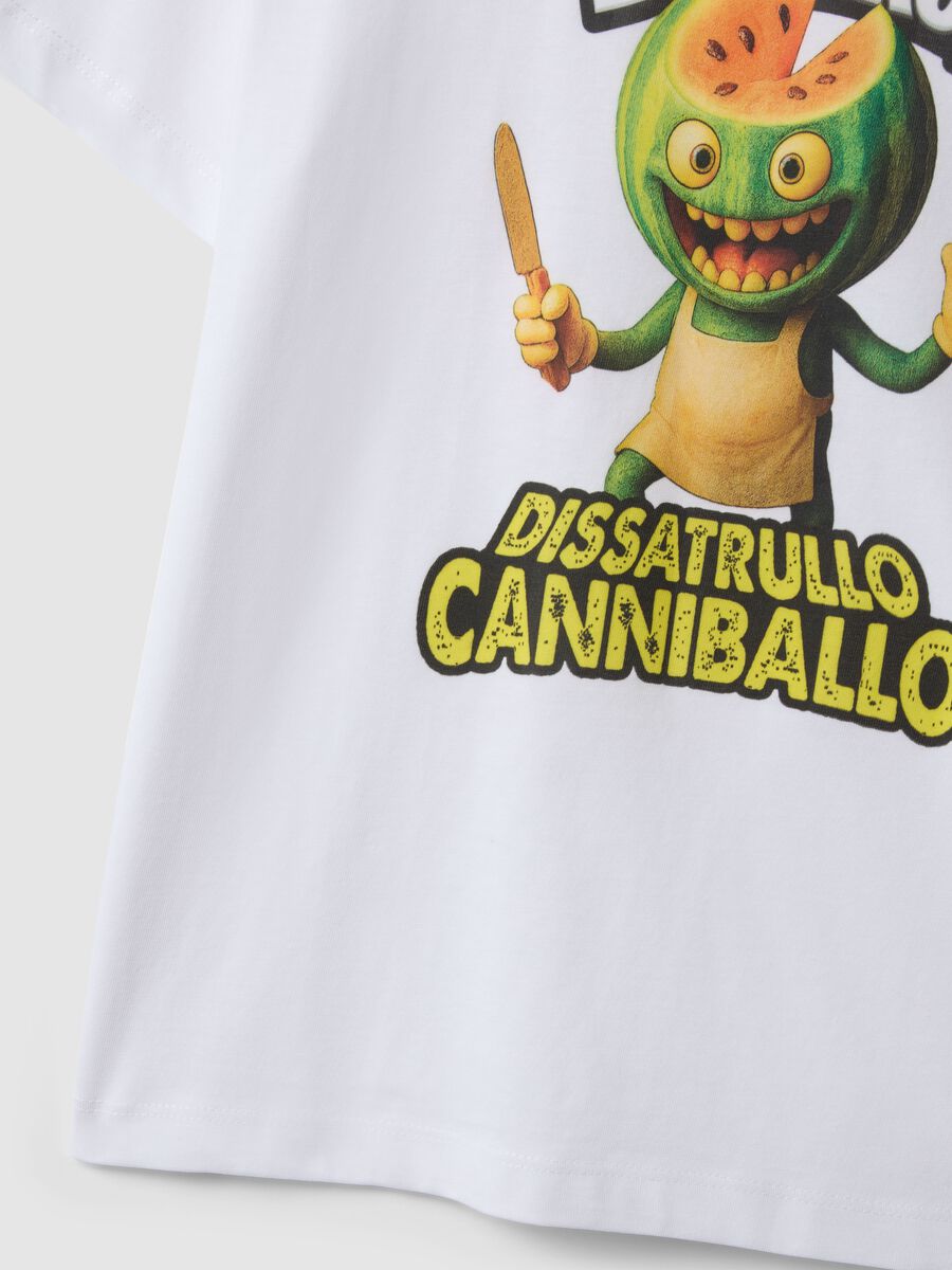 Oversized white pure cotton kids t-shirt with print_3