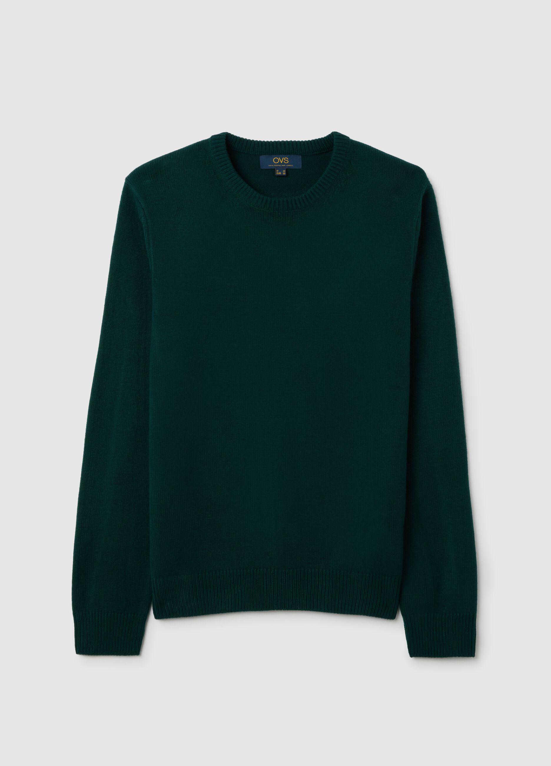 Regular fit green crewneck jumper