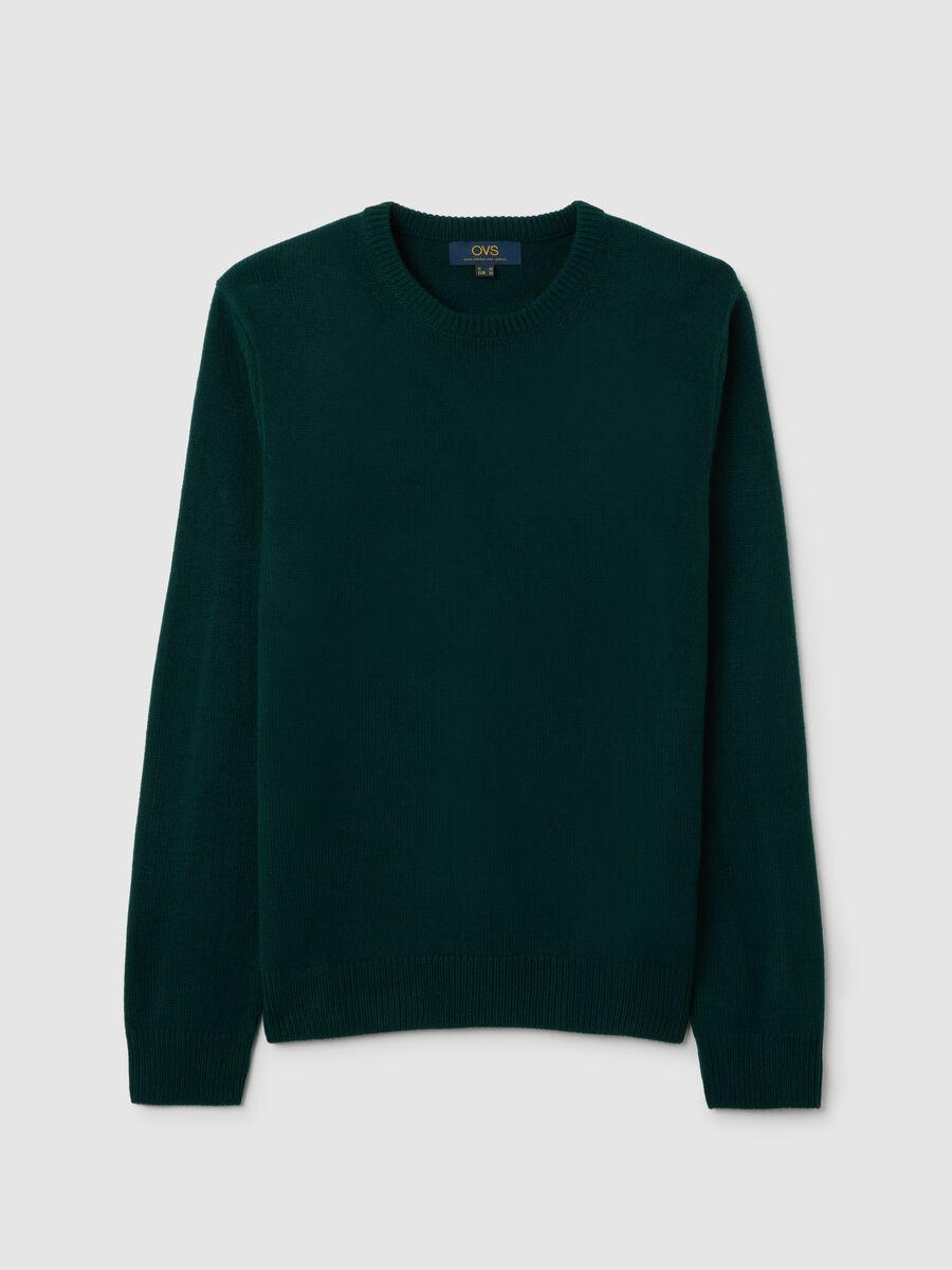 Regular fit green crewneck jumper_0