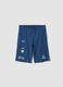 Boys&rsquo; regular-fit blue pure cotton shorts with prints_0