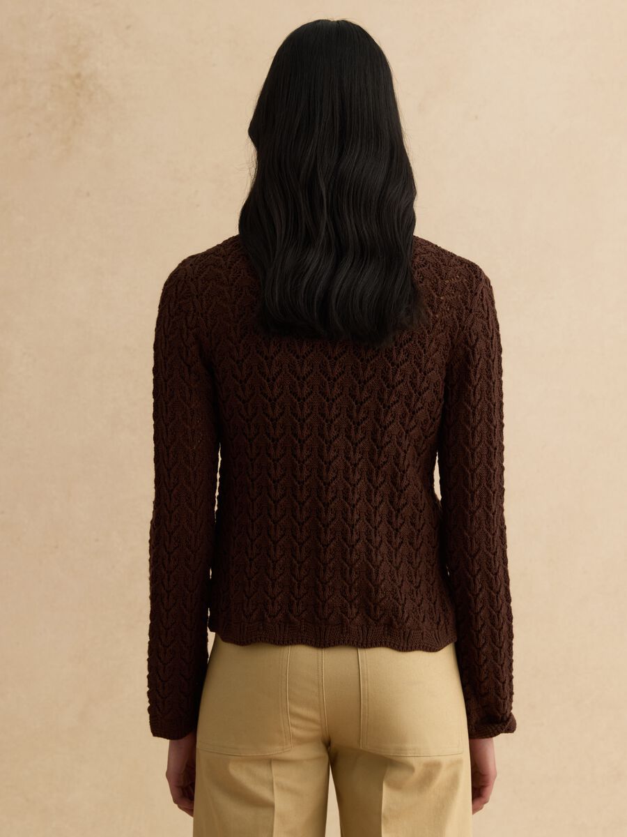 Cardigan marrone in puro cotone_2