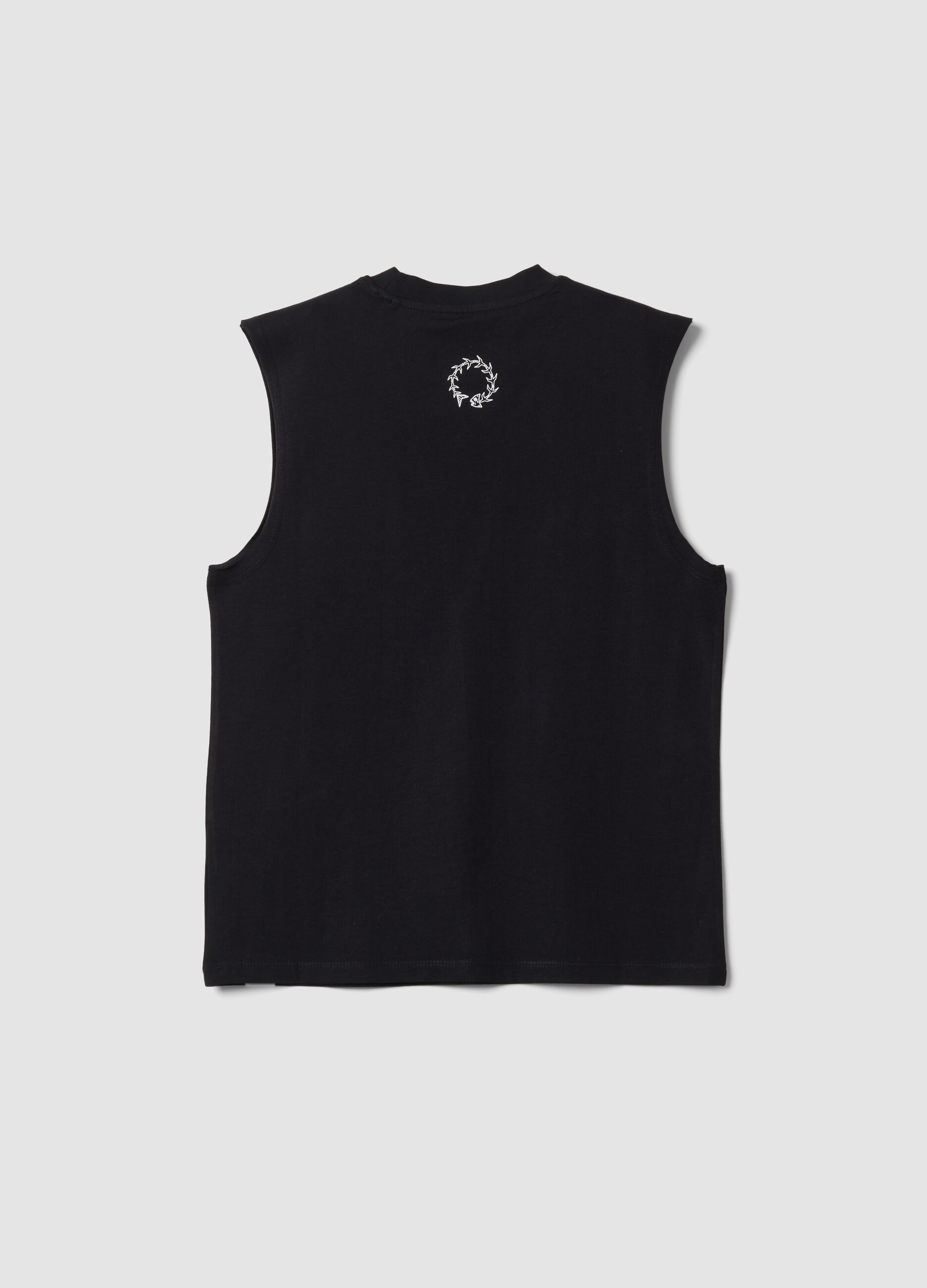 Black pure cotton boys&rsquo; oversized tank top