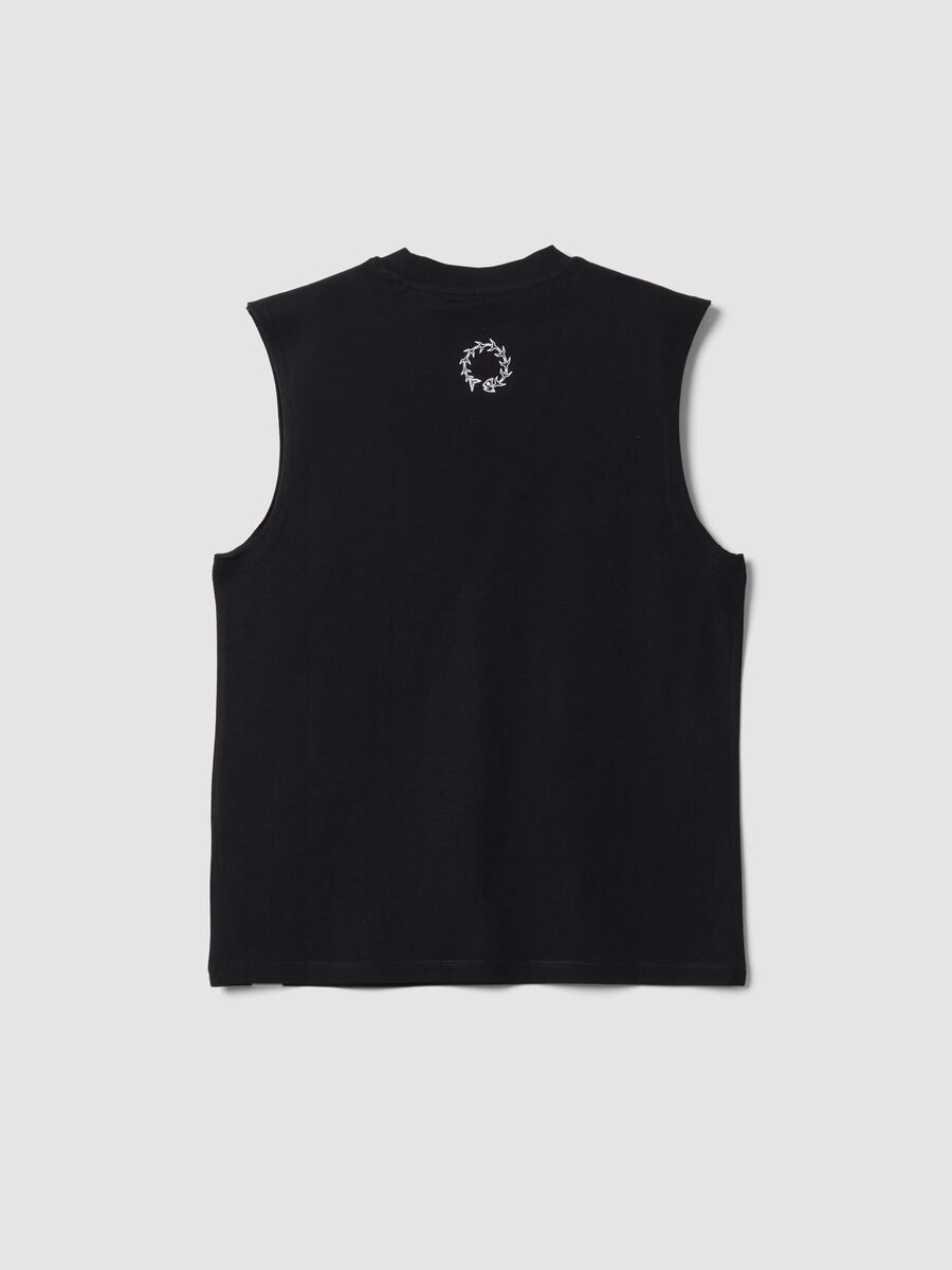 Black pure cotton boys&rsquo; oversized tank top_1