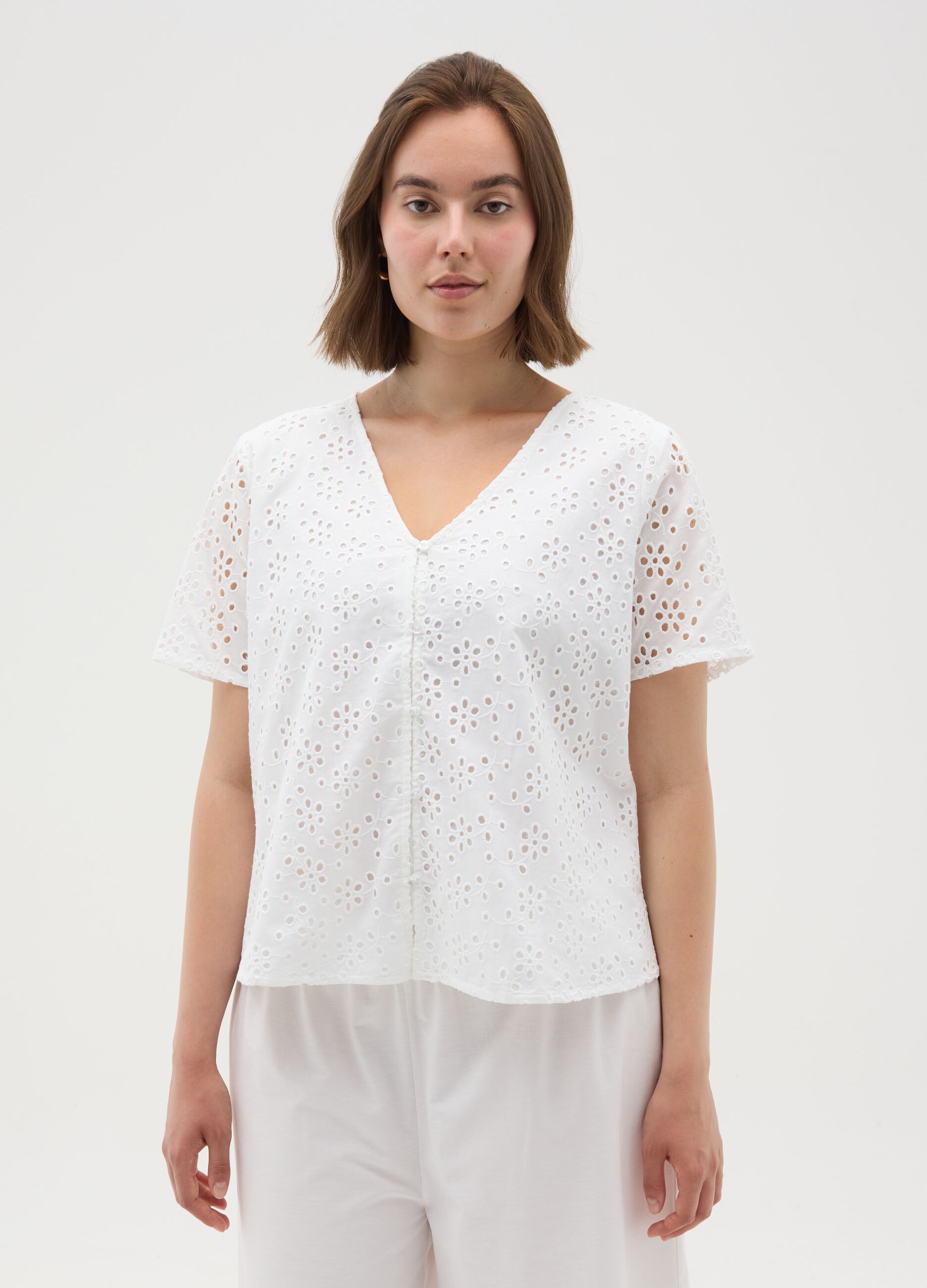 Women's White Pure Cotton Regular Fit Shirt