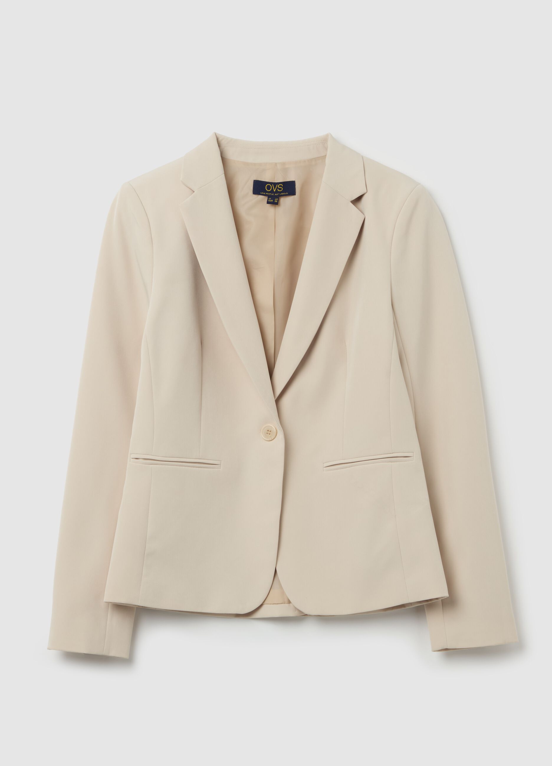 Curvy solid colour single-breasted blazer