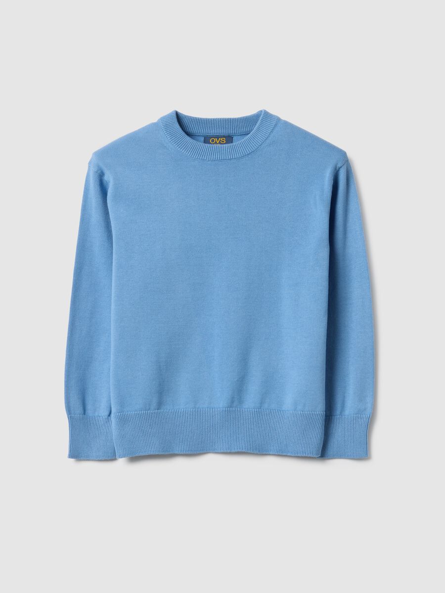 Blue children's pure cotton crew neck jumper regular fit_0