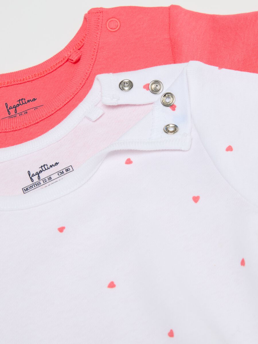 Three-pack bodysuits in organic cotton with small hearts and girl puppy print_2