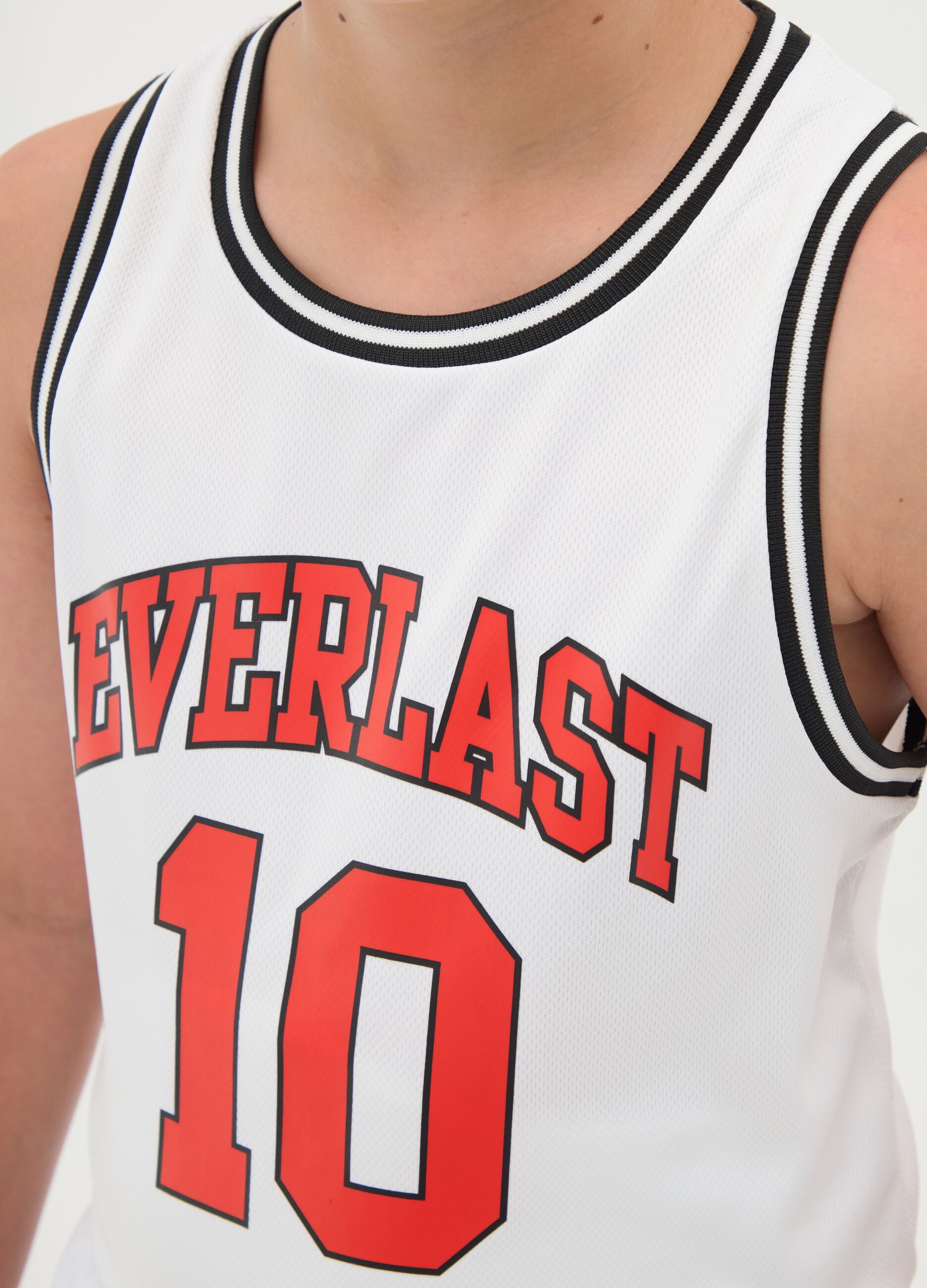 White Tank Top with Everlast Print