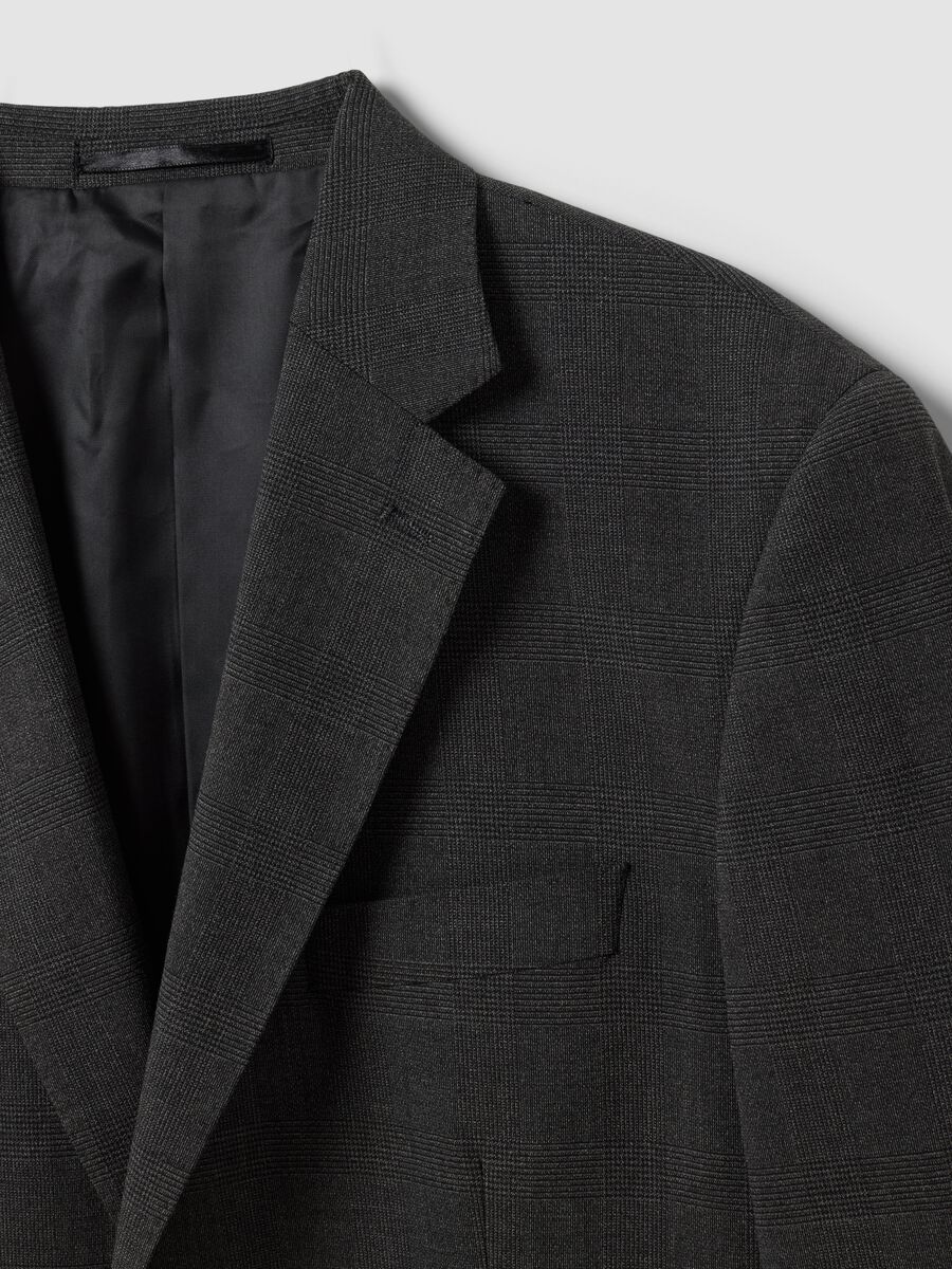 Grey stretch viscose blazer with classic lapels, slim fit_5