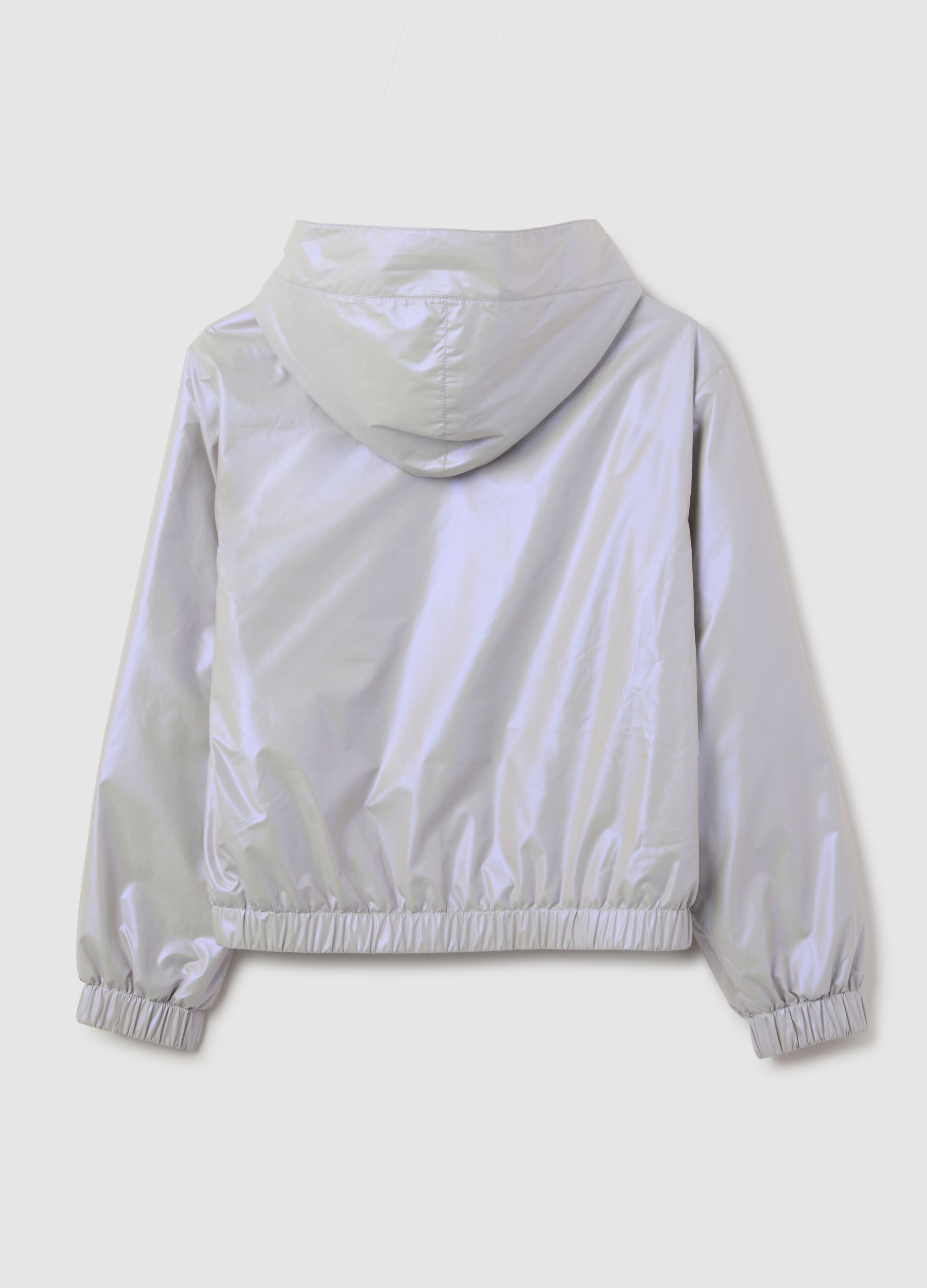 Regular fit grey girl's jacket with hood