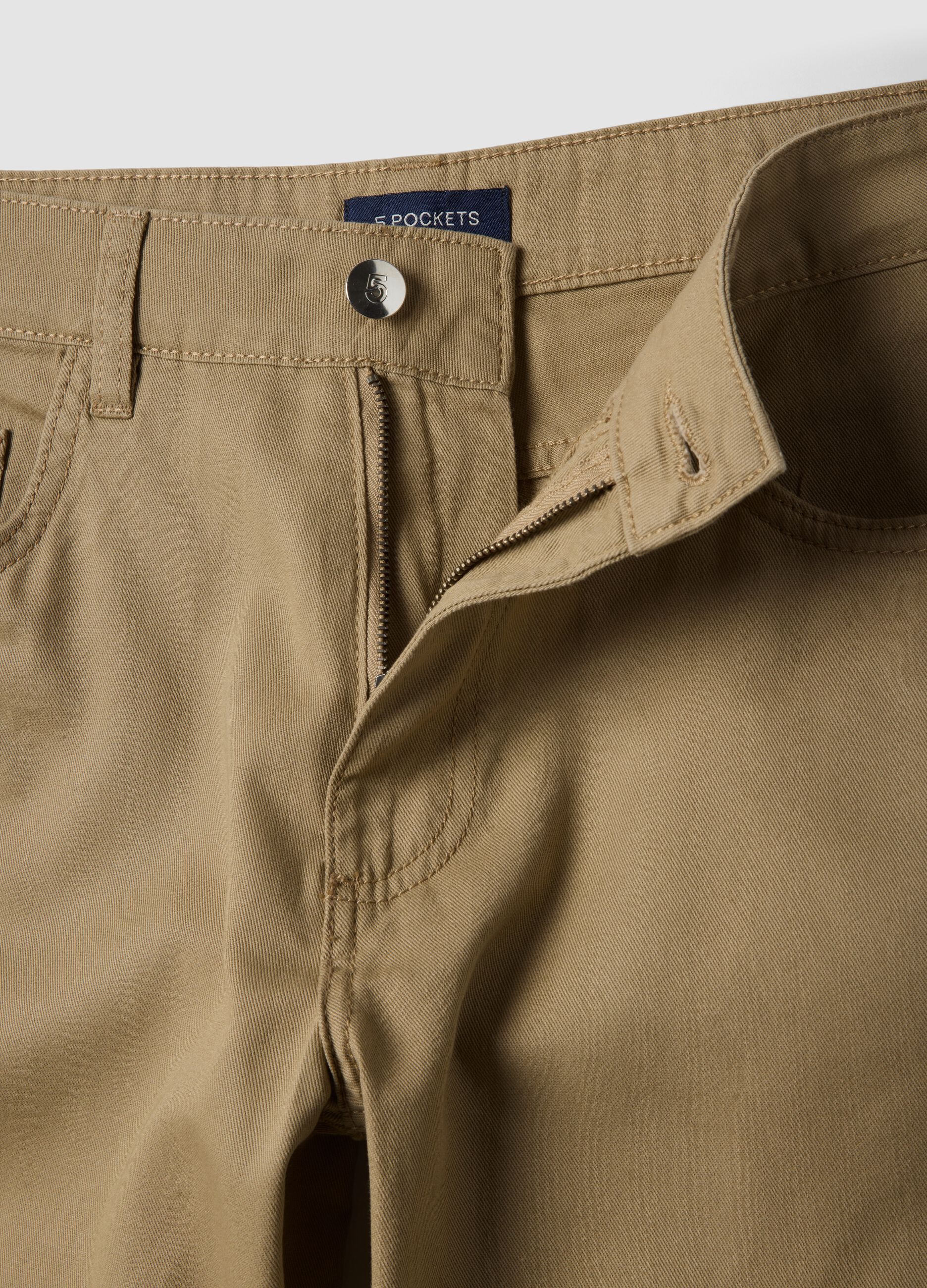 Beige pure cotton regular-fit shorts