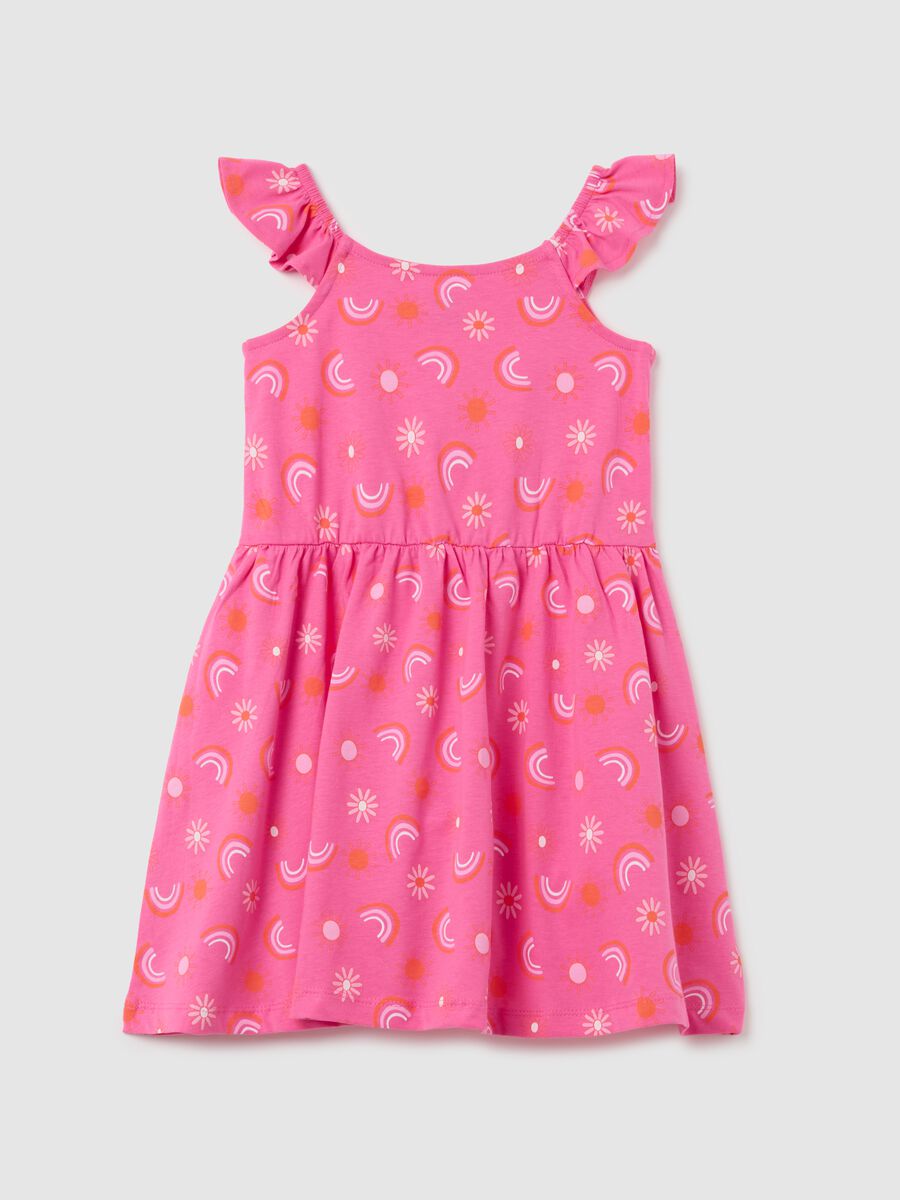 Girls' pink pure cotton dress with pattern_1