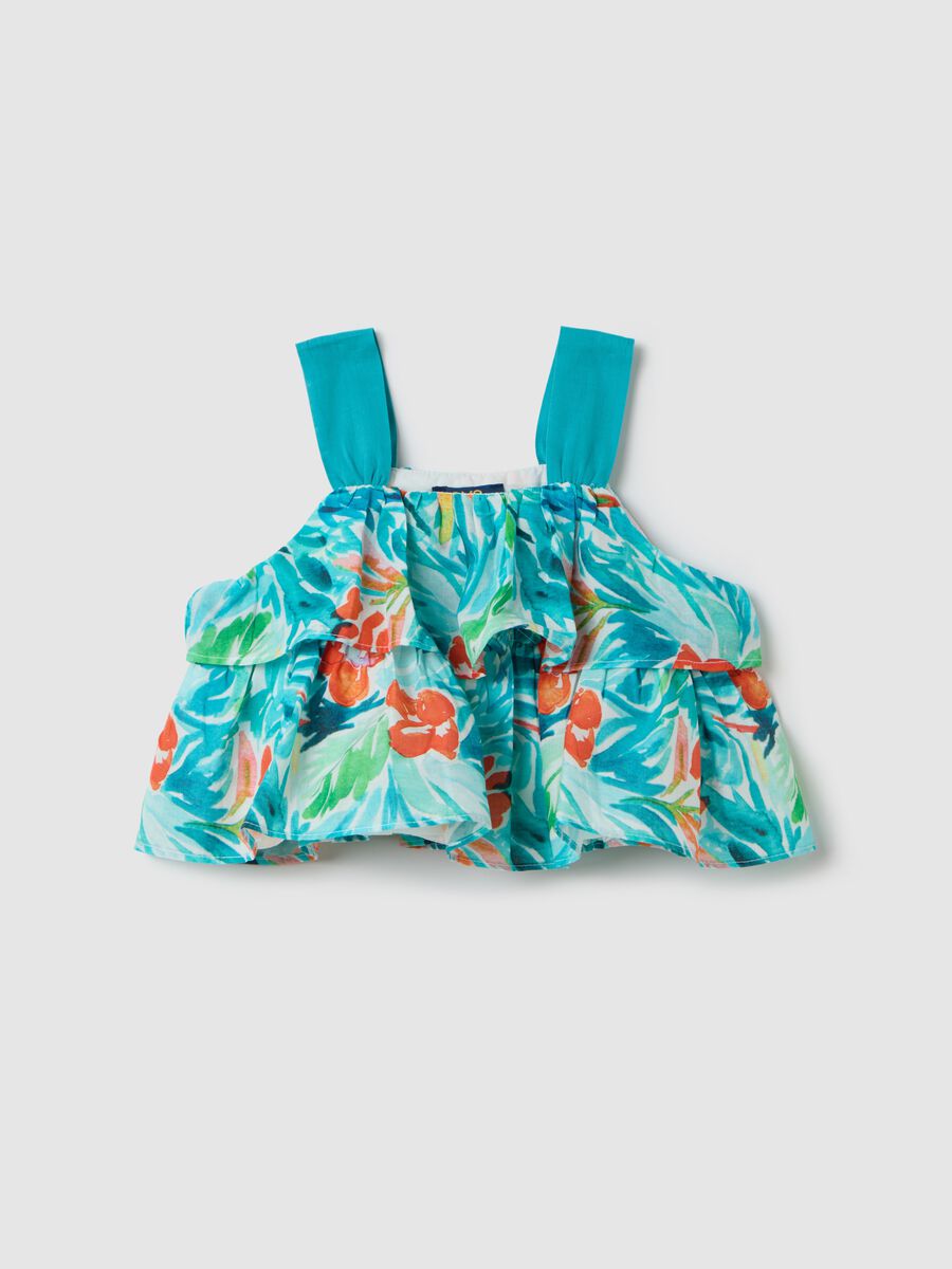 Multicoloured blouse with flounces in cotton_0