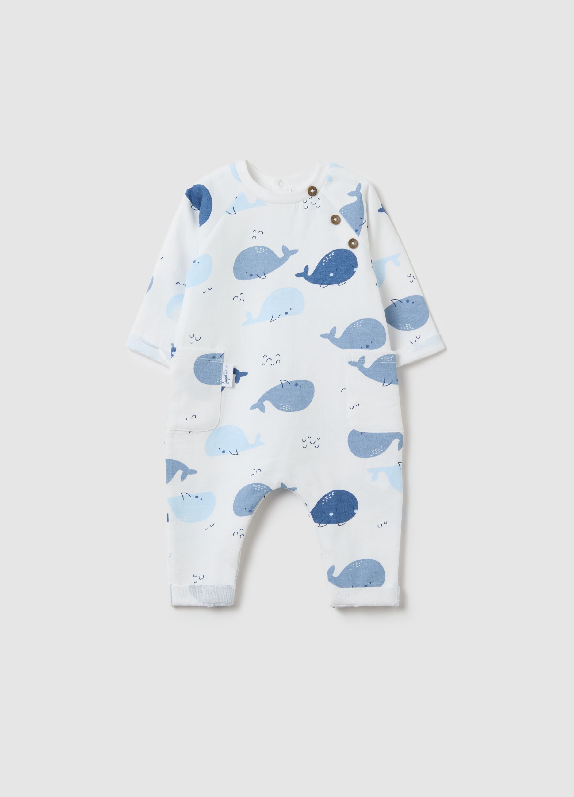 French terry onesie with cetaceans print