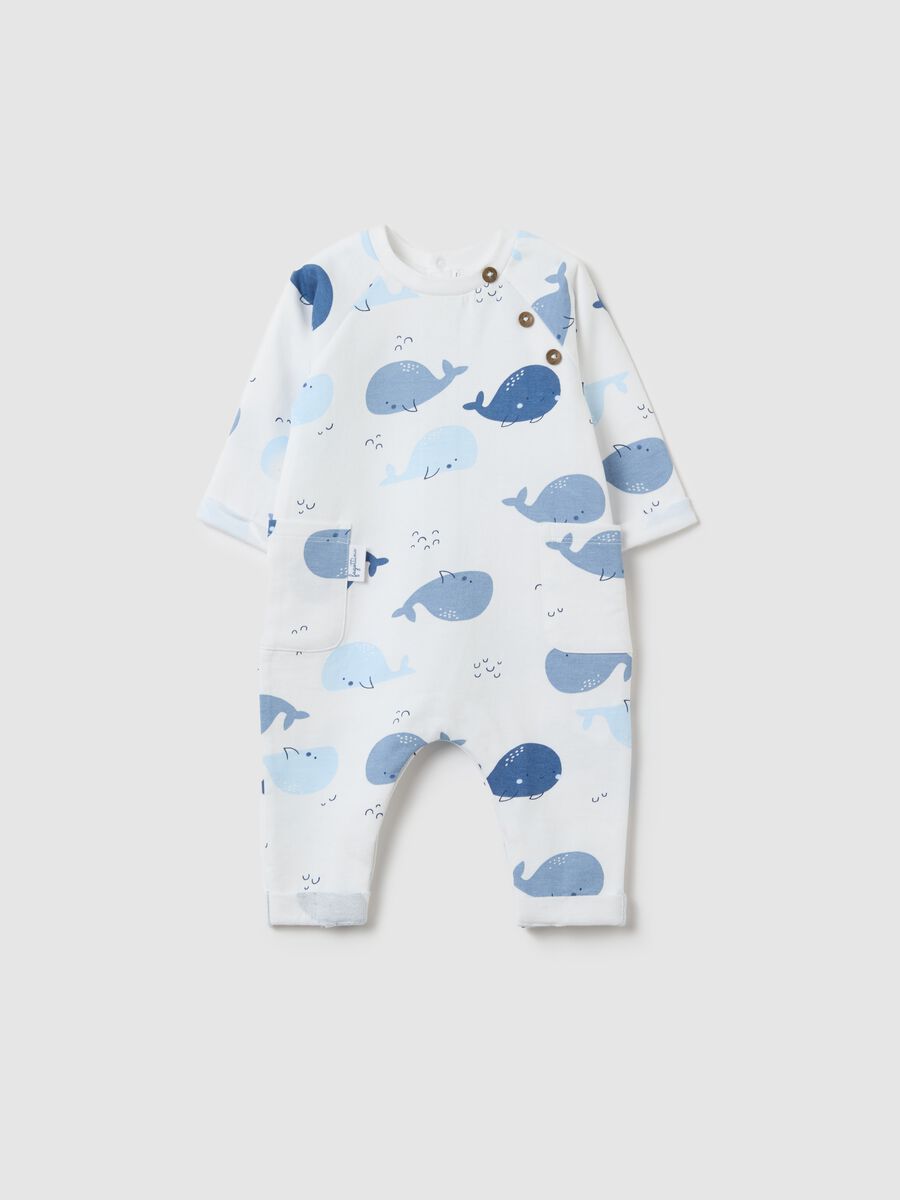 French terry onesie with cetaceans print_0