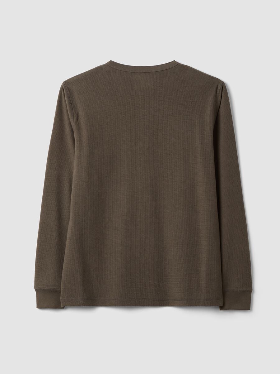 T-shirt marrone in misto viscosa a nido d'ape regular fit_6