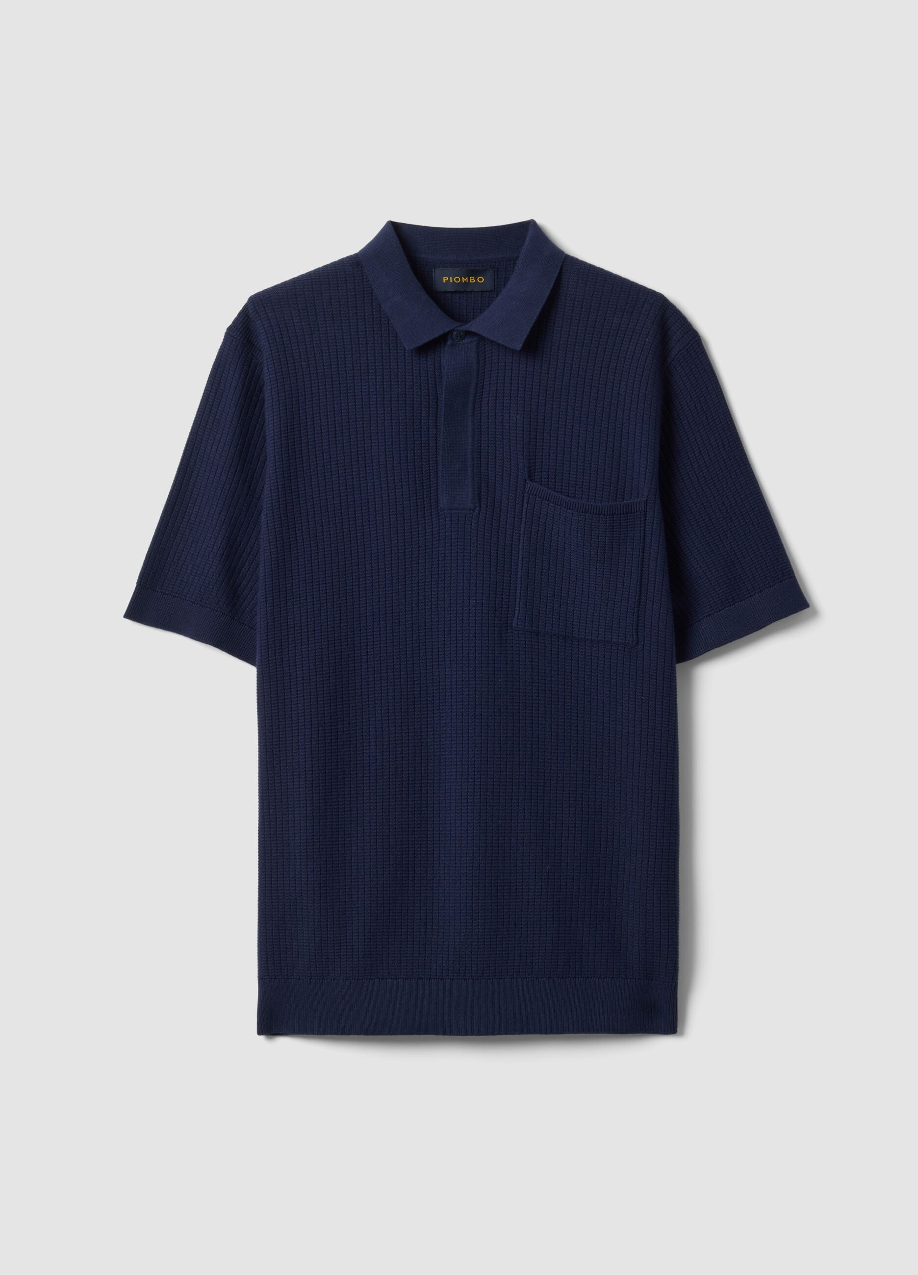 Blue pure cotton polo shirt with chest pocket, regular fit