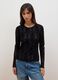 T-shirt nera in tessuto elasticizzato trasparente con fantasia regular fit_2