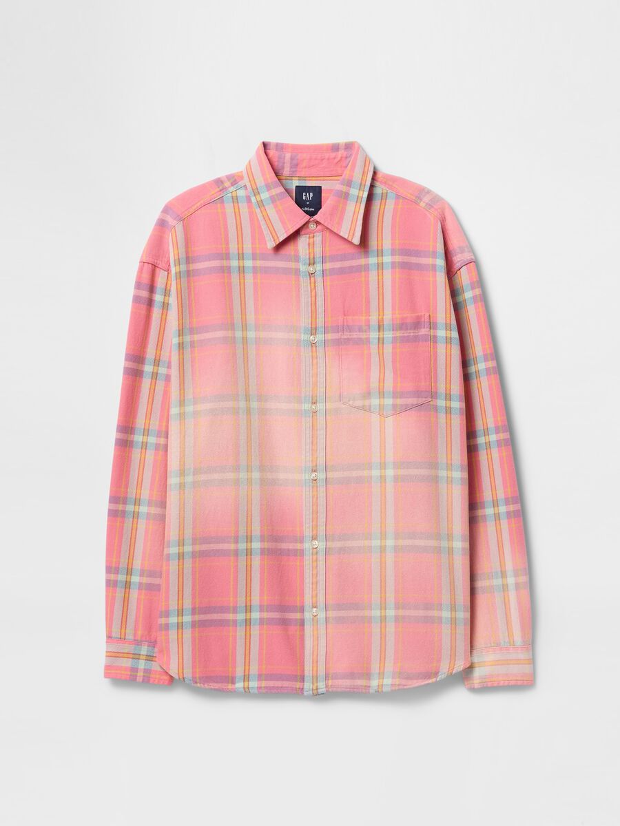 Orange and pink checked cotton Gap shirt_3