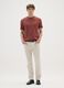 Beige stretch cotton slim fit trousers_0