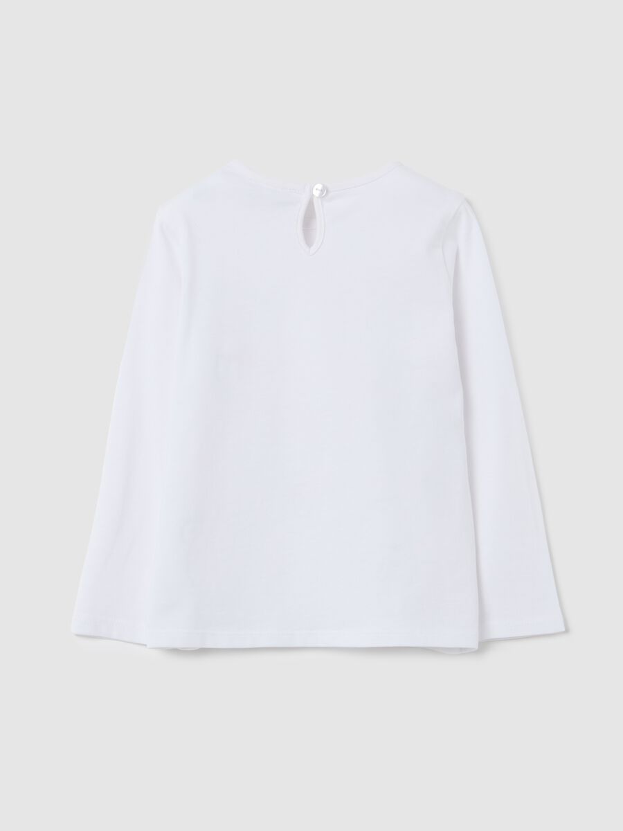 White cotton regular fit girl's top with print_1