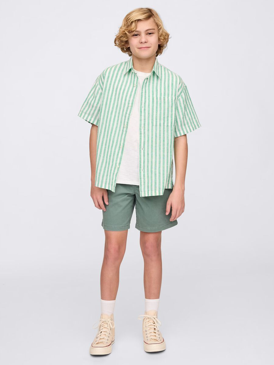 Green shorts in stretch cotton_0