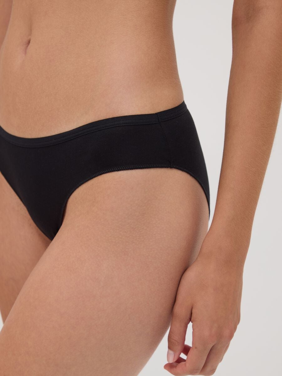 Multipack di cinque slip a pois neri e bianchi in cotone elasticizzato_3